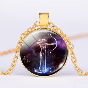 12 Constellations of the Zodiac Moon Starry Sky Protection Blessing Necklace Pendant