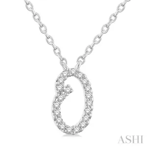 1/20 Ctw Initial 'O' Round cut Diamond Pendant With Chain in 10K White Gold