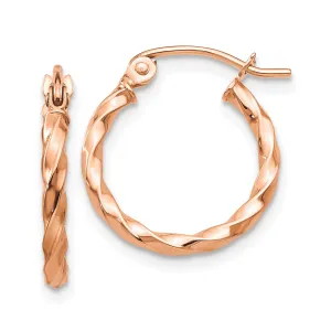 14k Rose Gold Twisted Hoop Earrings,16mm