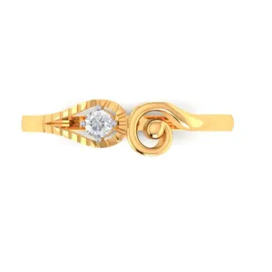 14k Stunning Designed Gold Ring With American Diamond