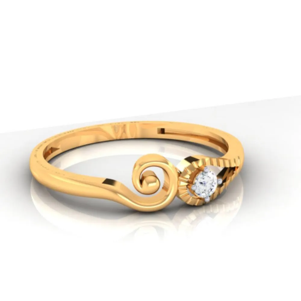 14k Stunning Designed Gold Ring With American Diamond