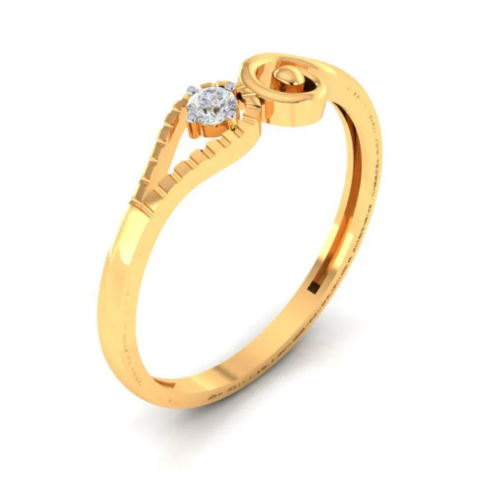 14k Stunning Designed Gold Ring With American Diamond