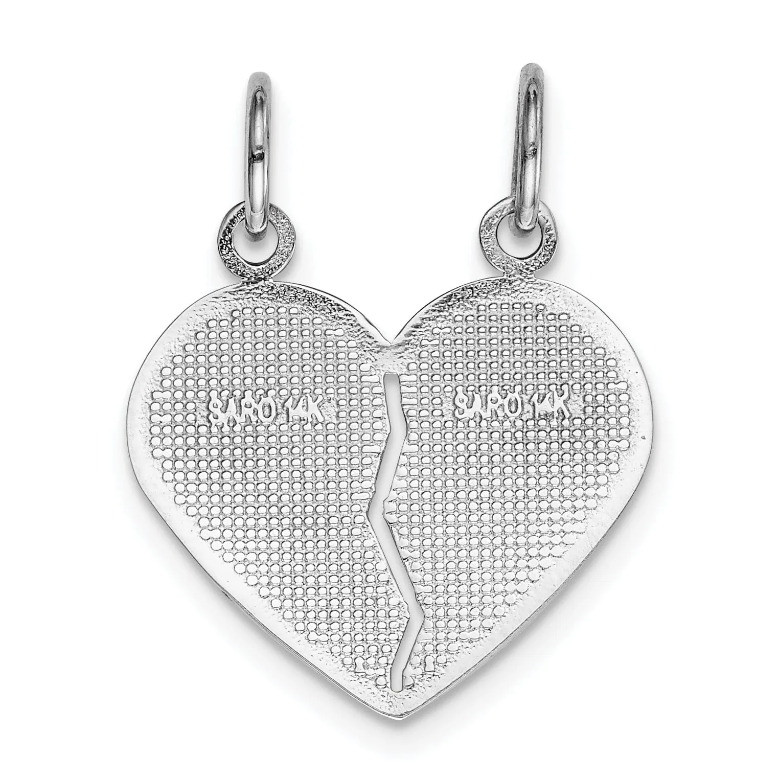 14k White Gold Daughter Mom 2 Piece Heart Charm