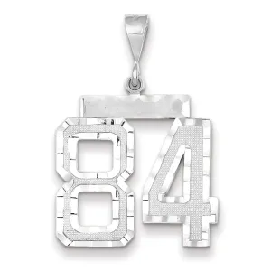 14k White Gold Diamond Cut Finish Large Size Number 84 Charm Pendant