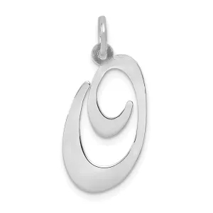 14K White Gold Large Size Fancy Script Letter O Initial Charm Pendant