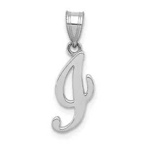 14K White Gold Medium Size Script Design Letter I Initial Charm Pendant