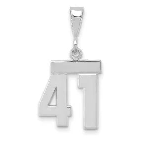 14k White Gold Polished Finish Small Size Number 41 Charm Pendant