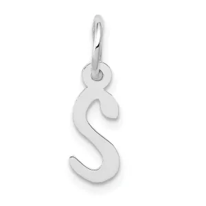 14k White Gold Small Slanted Block Letter S Initial Pendant