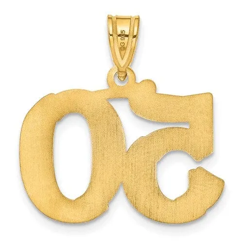 14k Yellow Gold Polished Etched Finish Number 50 Charm Pendant