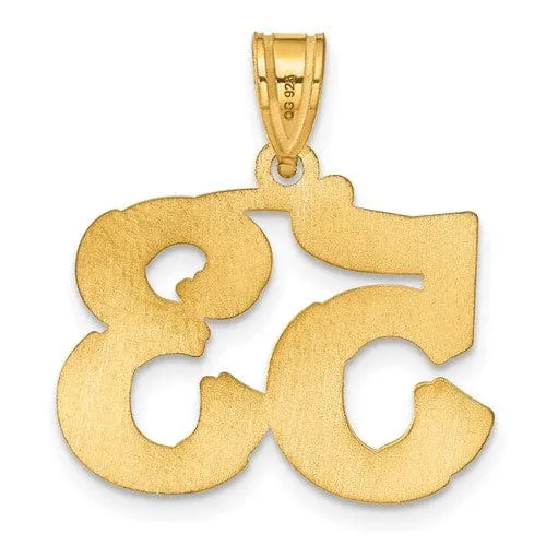 14k Yellow Gold Polished Etched Finish Number 53 Charm Pendant