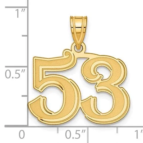 14k Yellow Gold Polished Etched Finish Number 53 Charm Pendant