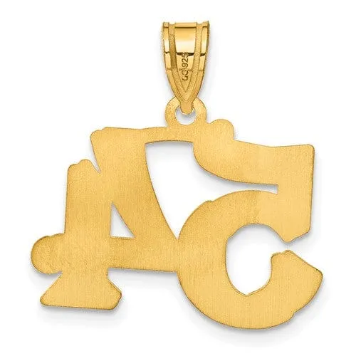 14k Yellow Gold Polished Etched Finish Number 54 Charm Pendant