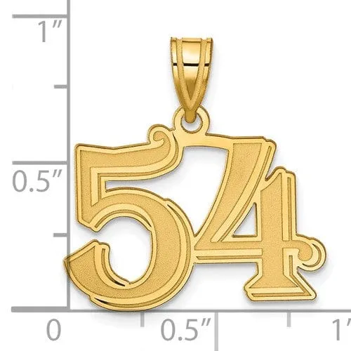 14k Yellow Gold Polished Etched Finish Number 54 Charm Pendant