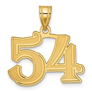 14k Yellow Gold Polished Etched Finish Number 54 Charm Pendant