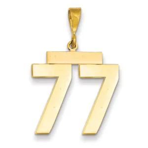 14k Yellow Gold Polished Finish Large Size Number 77 Charm Pendant