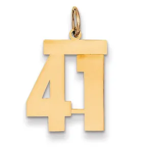 14K Yellow Gold Polished Finish Medium Size Number 41 Charm Pendant