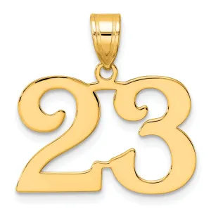 14k Yellow Gold Polished Finish Number 23 Charm Pendant