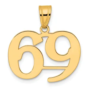 14k Yellow Gold Polished Finish Number 69 Charm Pendant