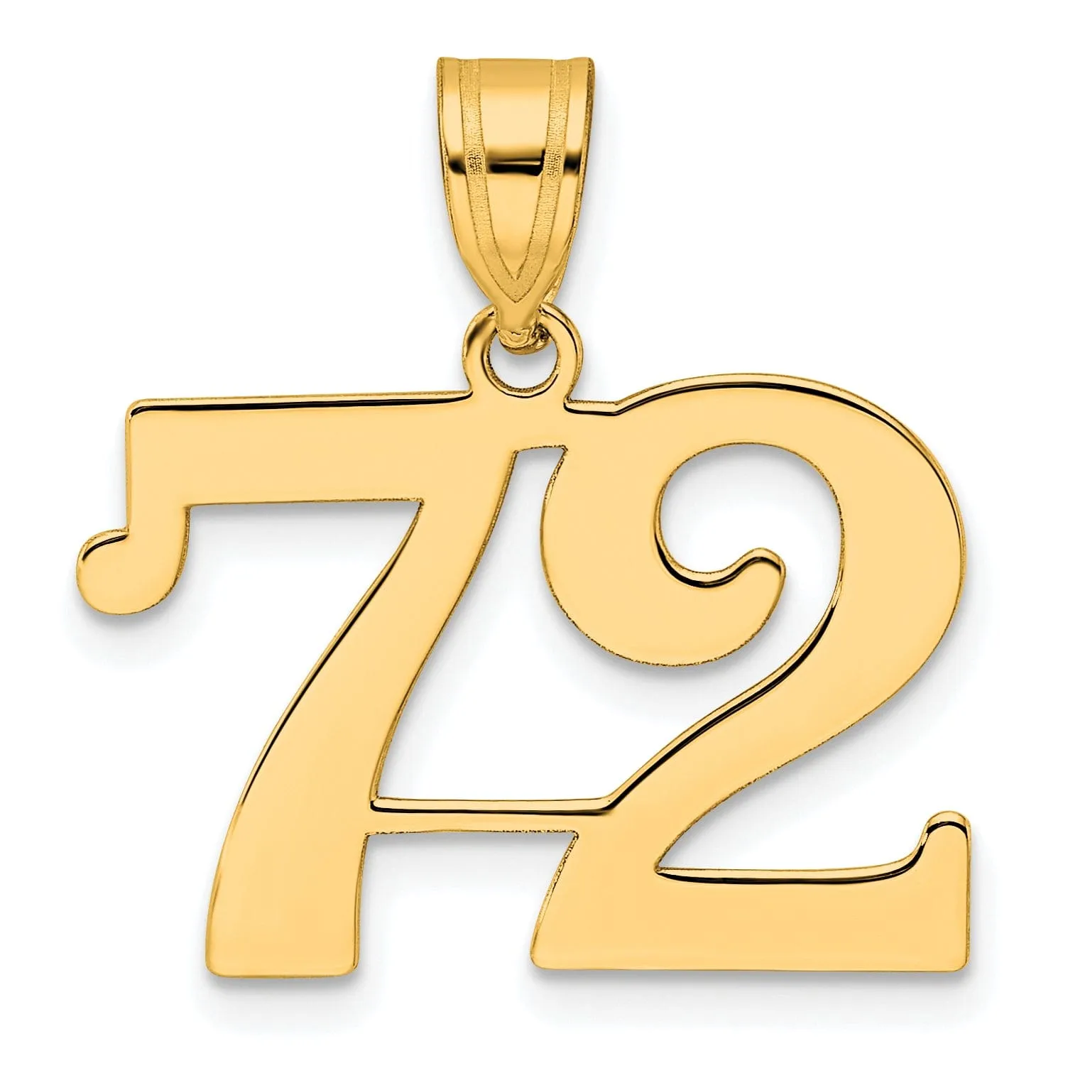 14k Yellow Gold Polished Finish Number 72 Charm Pendant