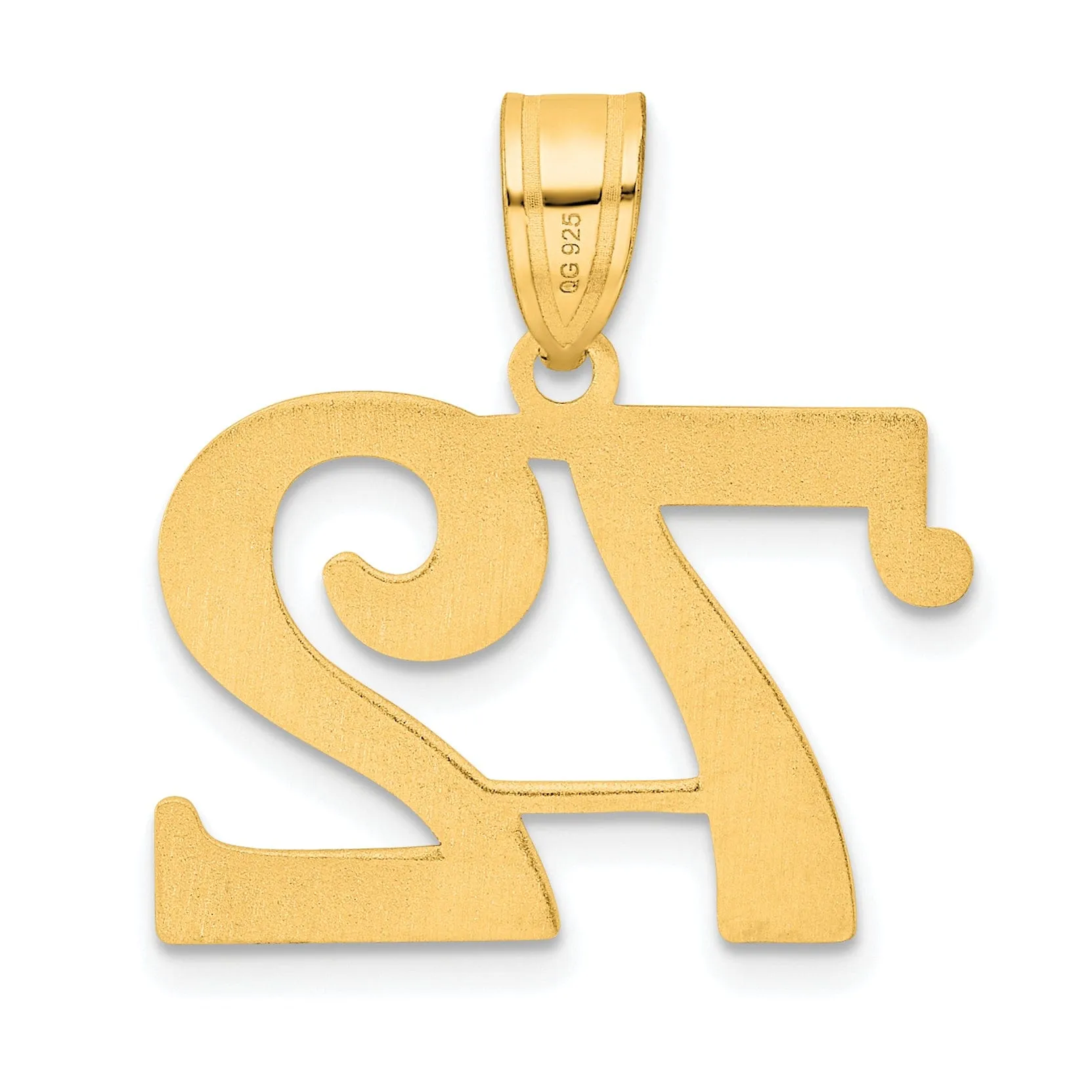 14k Yellow Gold Polished Finish Number 72 Charm Pendant