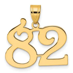 14k Yellow Gold Polished Finish Number 82 Charm Pendant