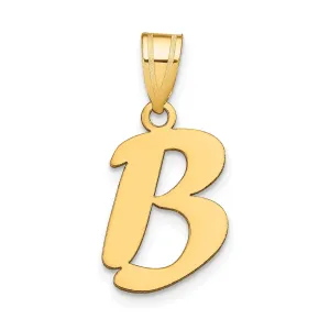 14k Yellow Gold Polished Finish Script Design Letter B Initial Pendant