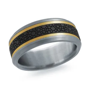 14K Yellow Gold with Carbon Fiber Ring from the Tantalum Collection by Malo - MRDTC-011-8YB