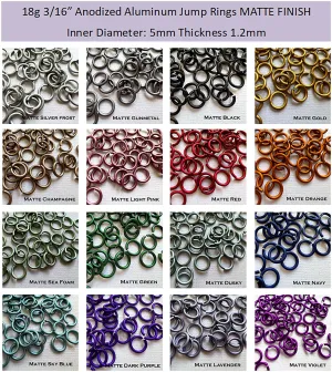 18g 3/16" Jump Rings Matte (SWG) ID: 5mm - choose color & quantity