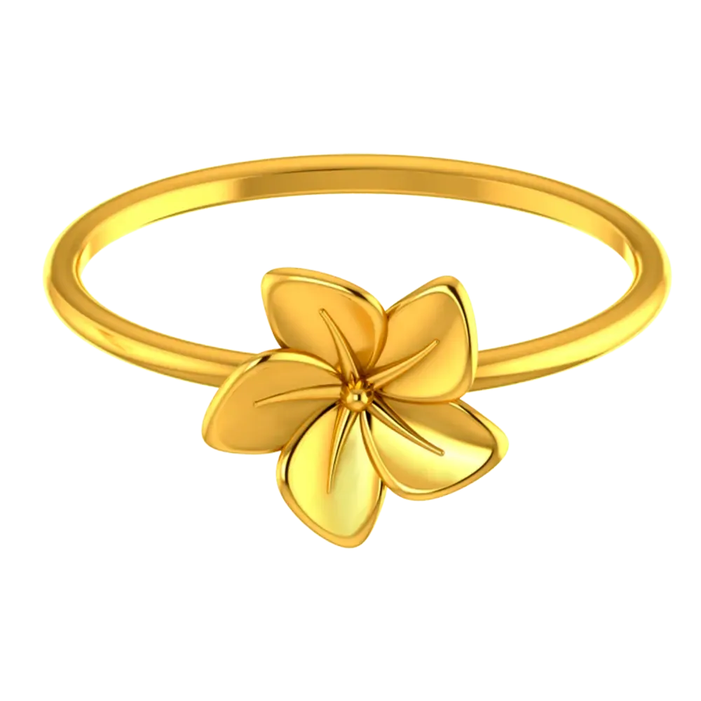 18k Gold Ring With A Floral Design On Top