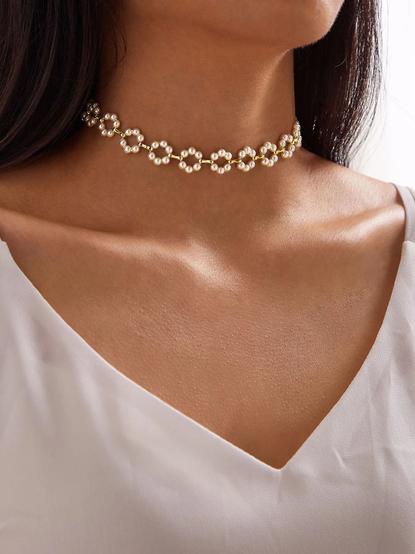 1pc Faux Pearl Beaded Choker for Women Jewelry for Women Necklace Accessories