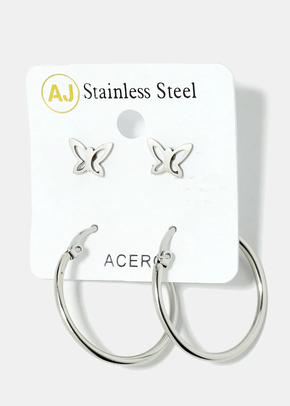 2-Pair Stud & Hoop Earrings