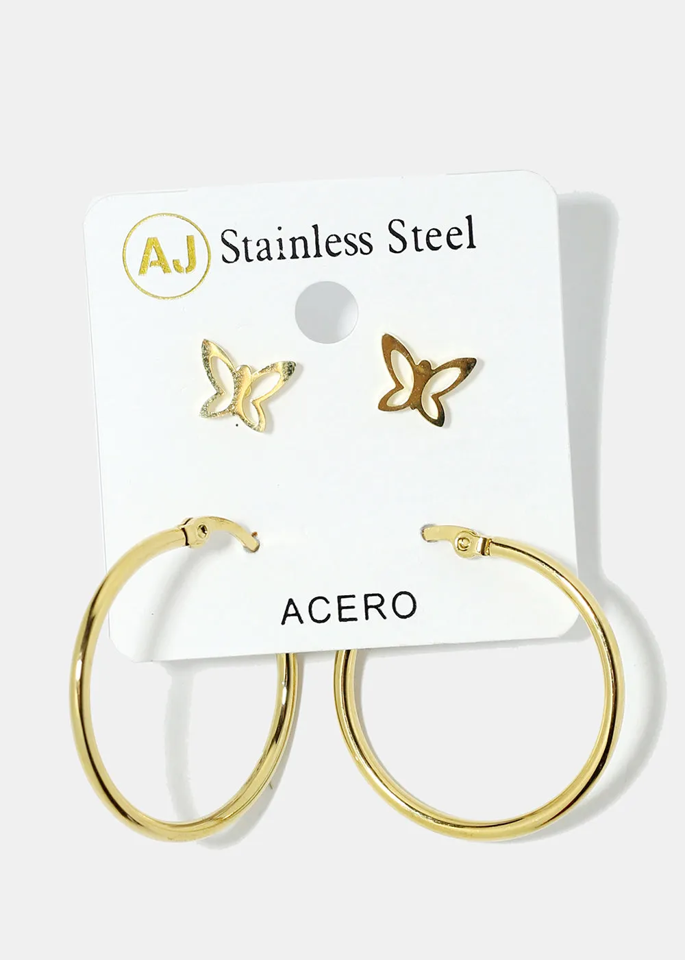 2-Pair Stud & Hoop Earrings