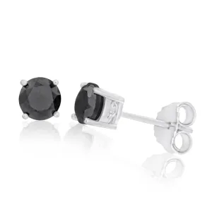 Black Diamond Sterling Silver Diamond Stud Earrings (TW=1CT)