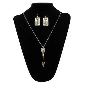 Blazin Roxx Small Silver Chain Arrow Pendant Necklace & Earrings Set