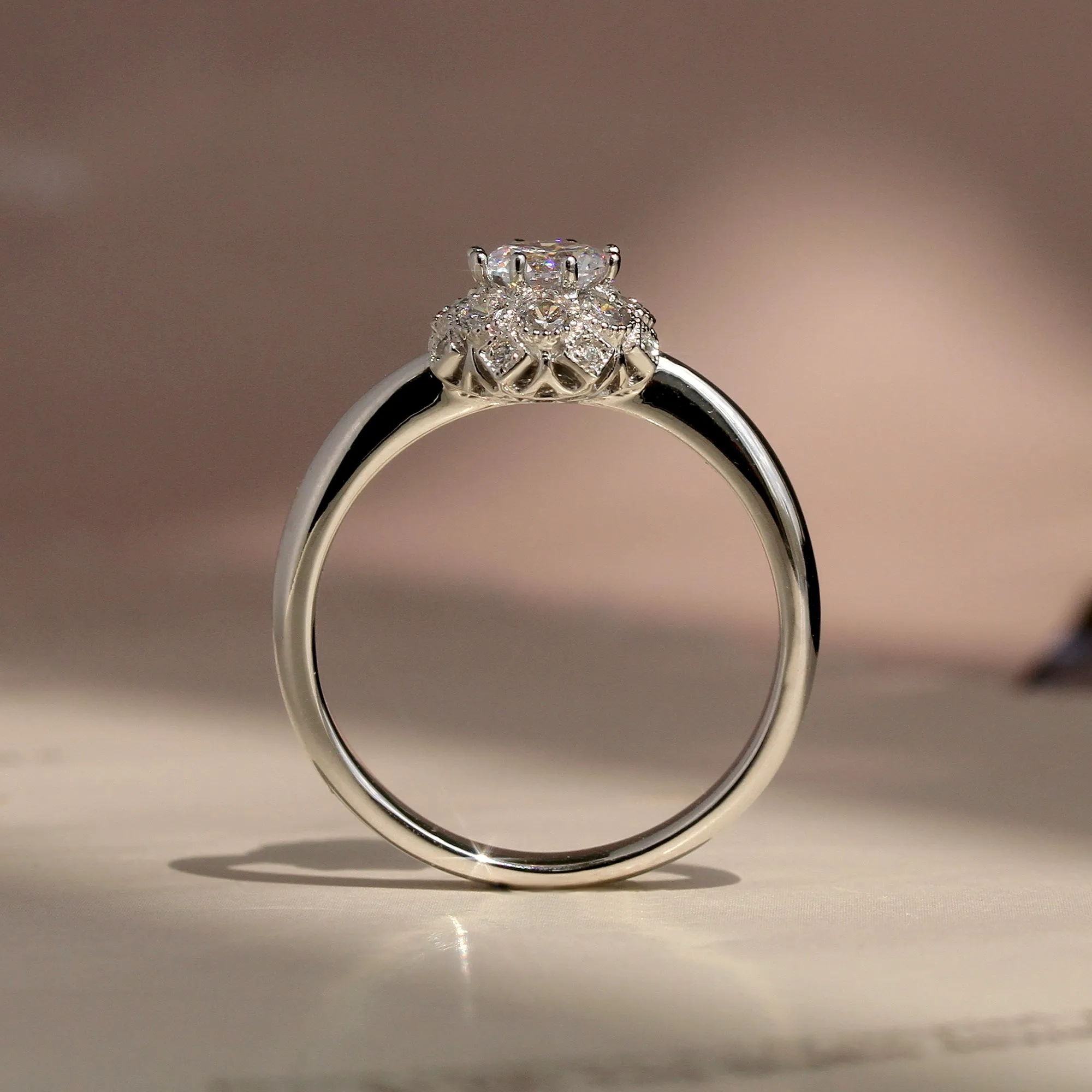 Blossom Brilliance: Floral Halo Engagement Ring