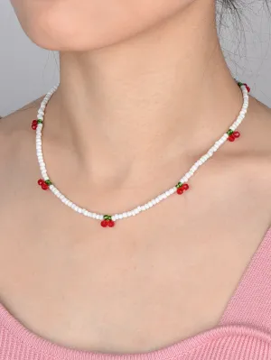 Cherry Decor Beaded Necklace for Women Girls Accessories Jewelry Gifts Gift for