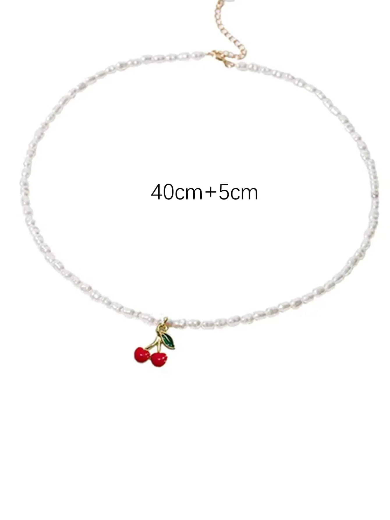 Cherry Decor Faux Pearl Beaded Necklace Dainty Necklace Novelty Necklace