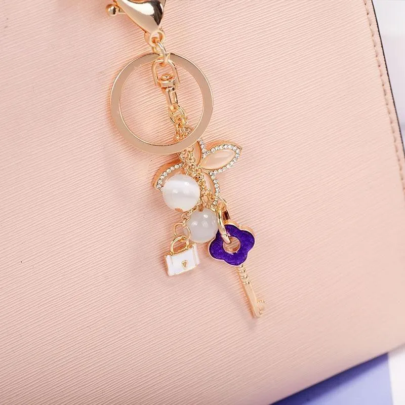 Crystal Key Flower Unique Key Chain C4879