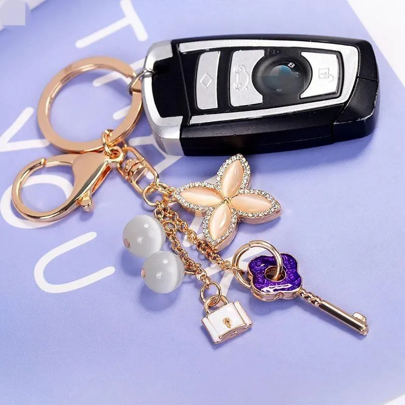 Crystal Key Flower Unique Key Chain C4879