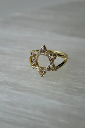 Crystal Star of David Ring