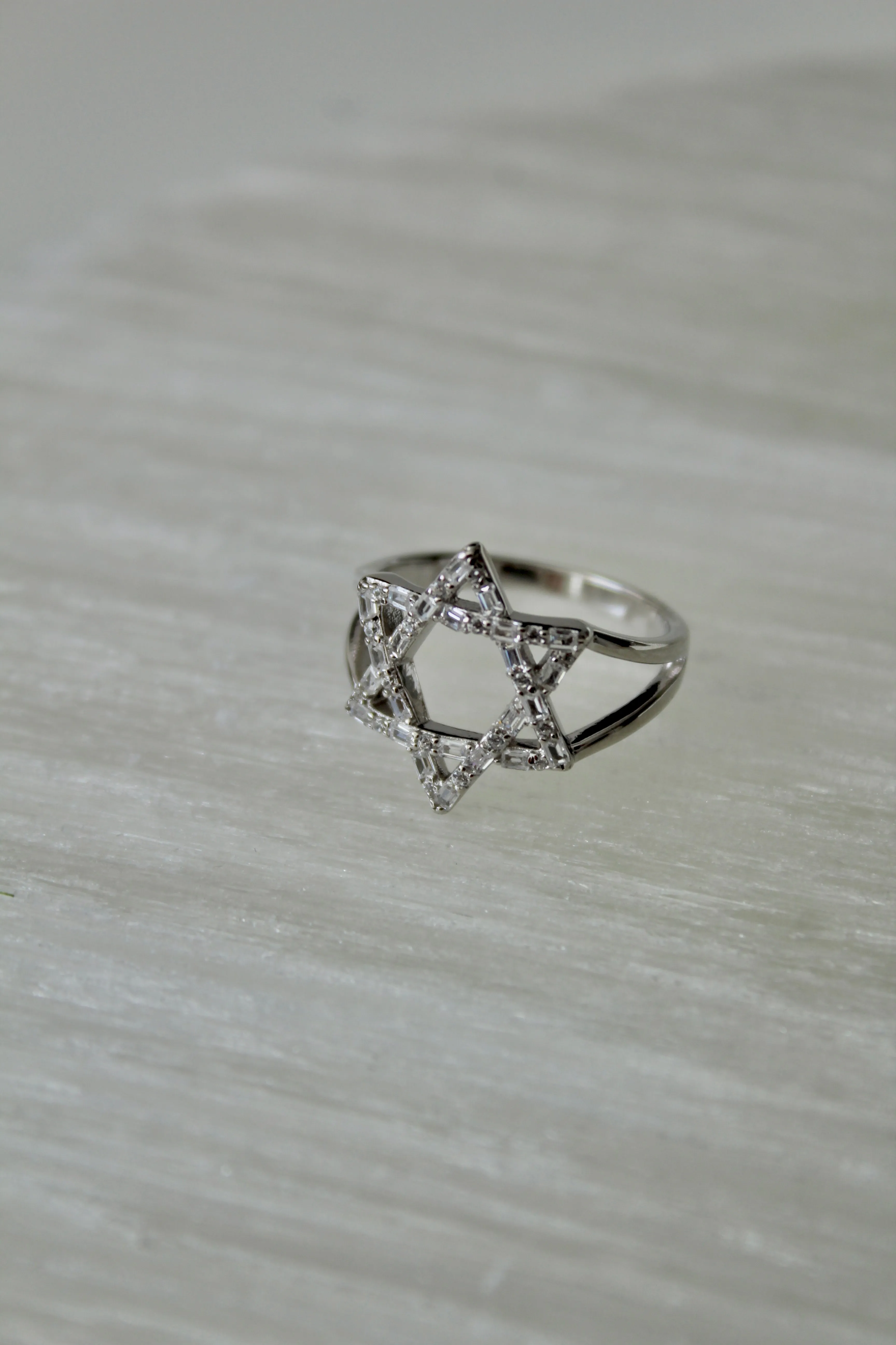 Crystal Star of David Ring