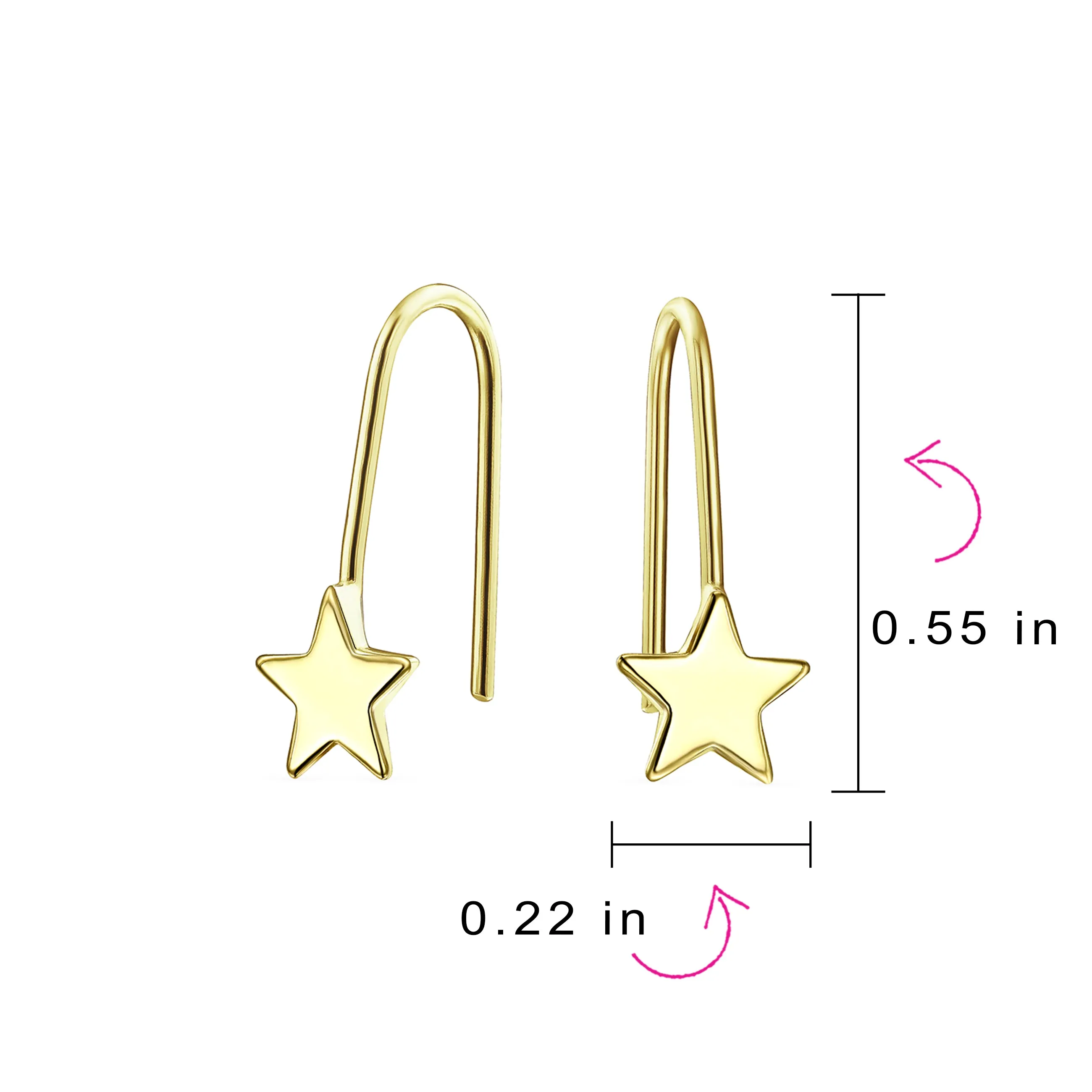 Dangle Gemstone Earrings with Alphabet Letter A-Z in 14K Gold