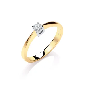 Diamond Solitaire Engagement Ring 0.10ct H-SI in 9K Yellow Gold