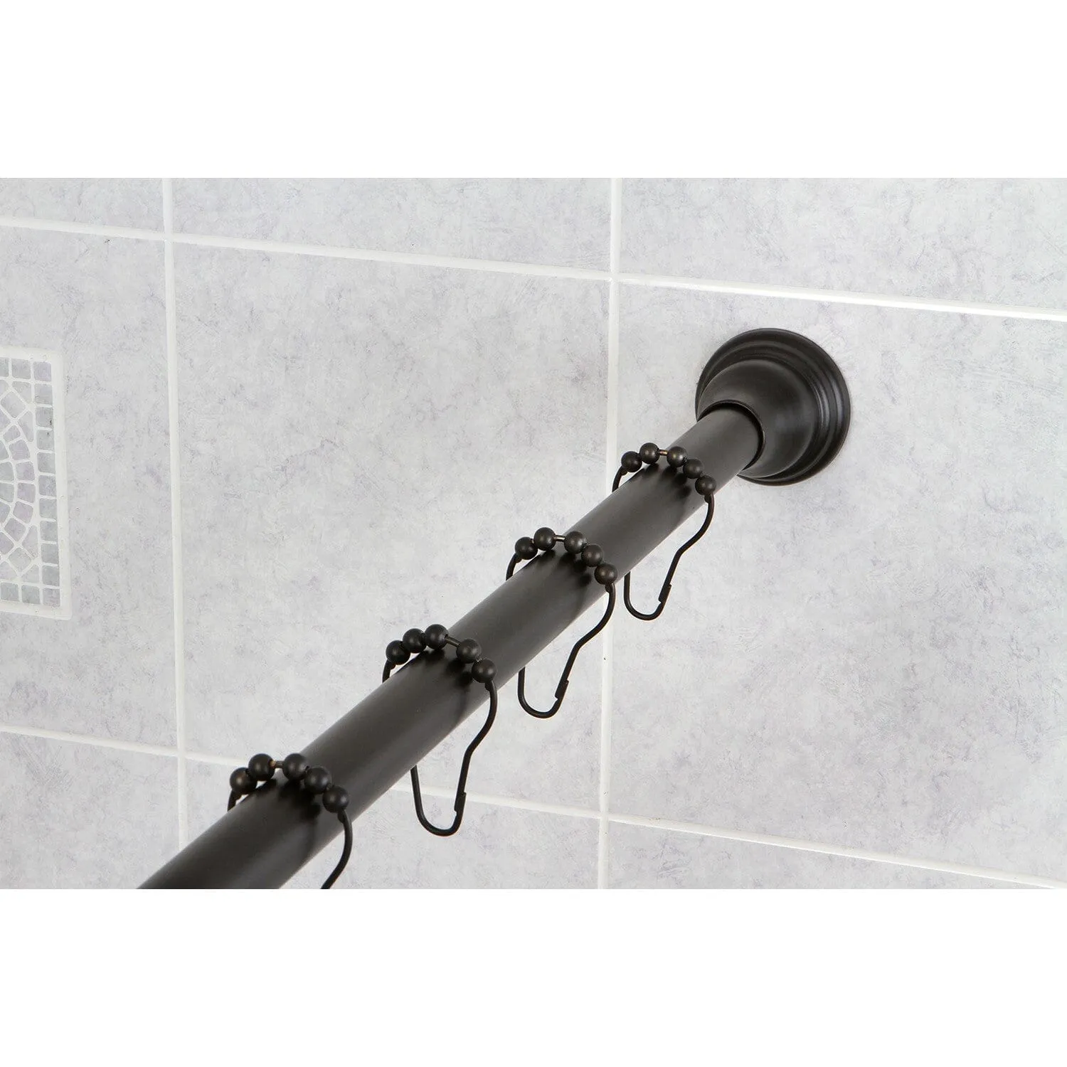 Edenscape 60-Inch to 72-Inch Adjustable Shower Curtain Rod with Rings Combo