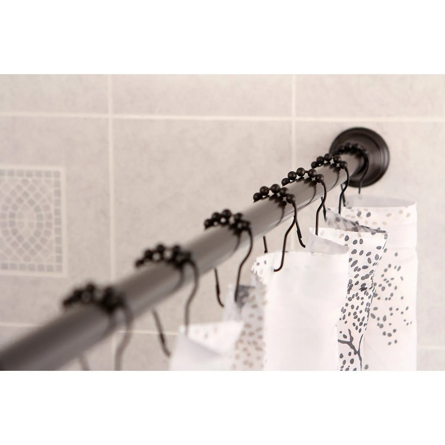 Edenscape 60-Inch to 72-Inch Adjustable Shower Curtain Rod with Rings Combo