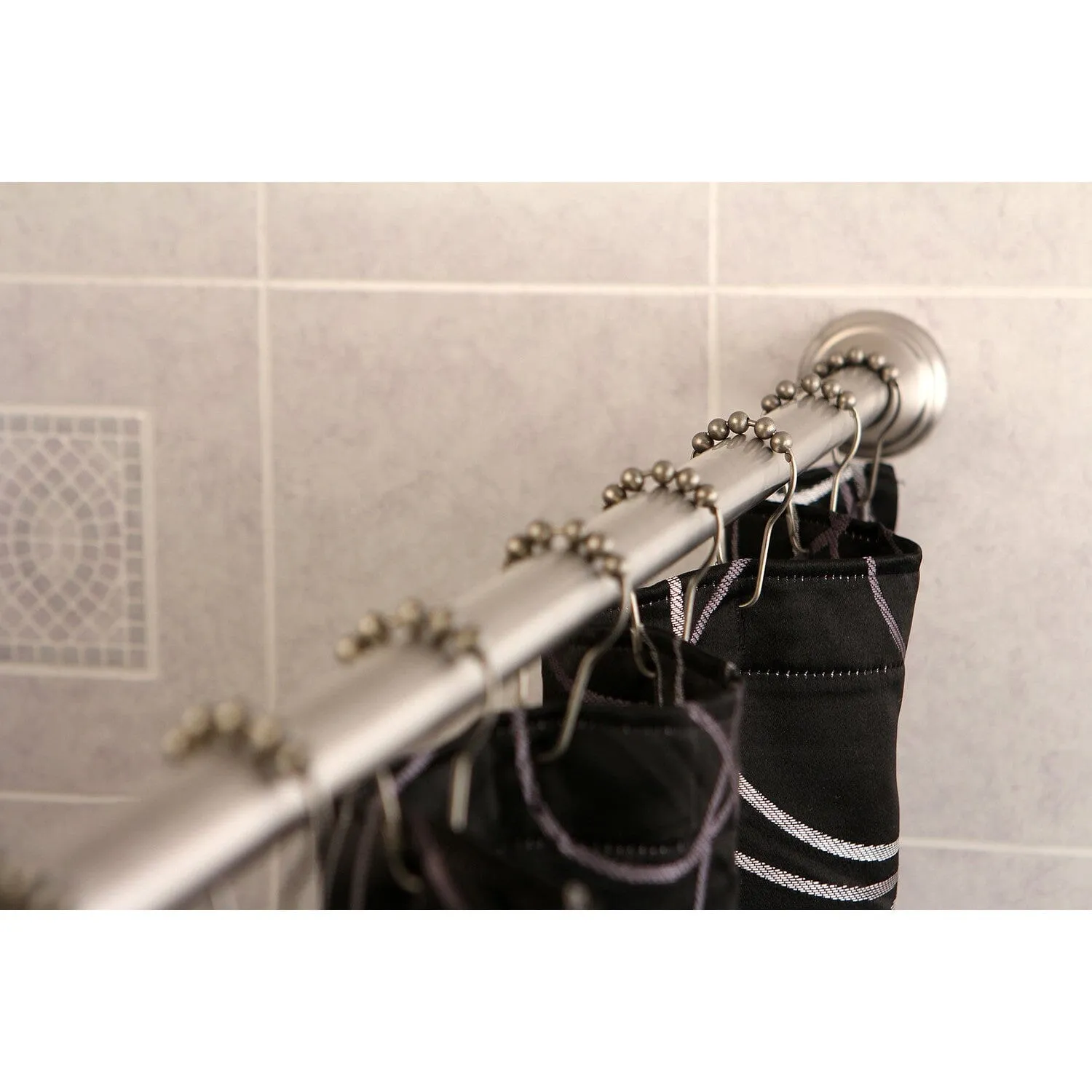 Edenscape 60-Inch to 72-Inch Adjustable Shower Curtain Rod with Rings Combo