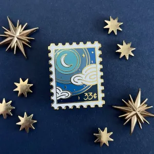 Enamel Pin | Postage Stamp {Crescent Sky}