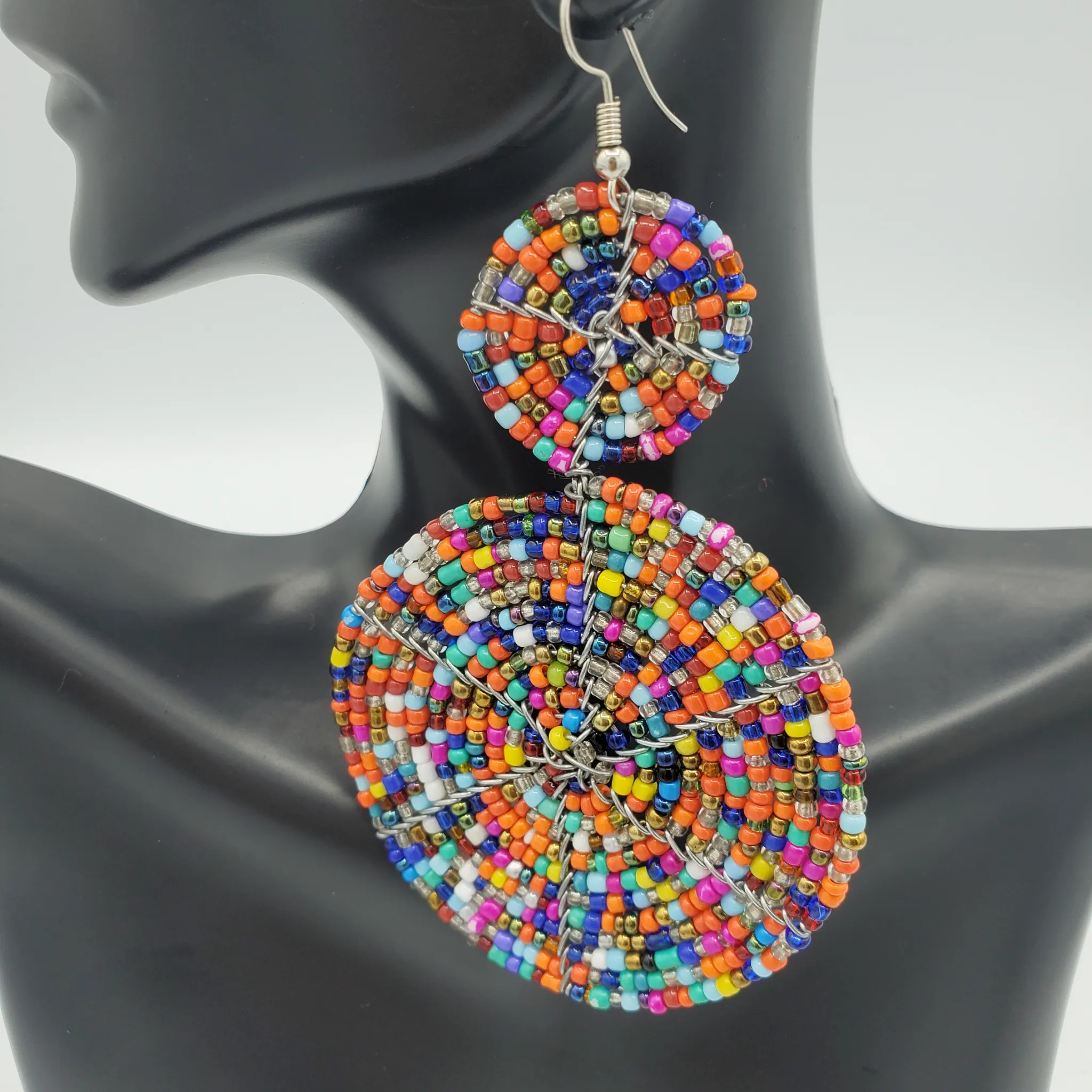 FLYYWHEEL Beaded Earrings, Pink