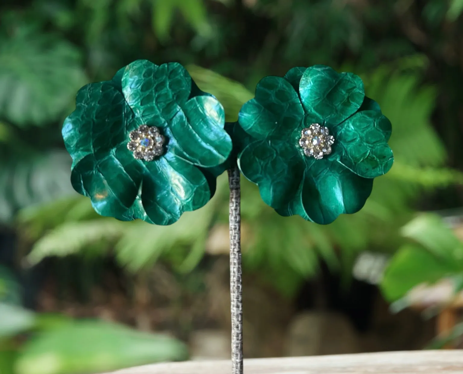 Green Flower Earrings