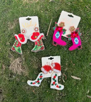 Holiday Cowgirl Boot Earrings